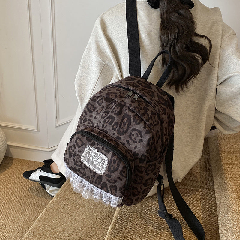 2025 new autumn/winter leopard print backpack - stylish design, includes hair accessory, commuter-ready, trendy & spacious crossbody bag