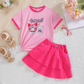 Girls' summer dress short-sleeve skirt set  new trendy popular kuromi children's skirt two-piece outfit