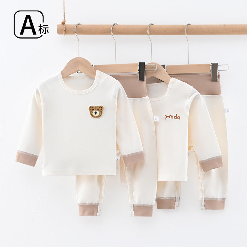 Baby spring & fall separatessuitautum cotton baby autumn clotheslong johnshigh waist belly protection bottom baby clothes