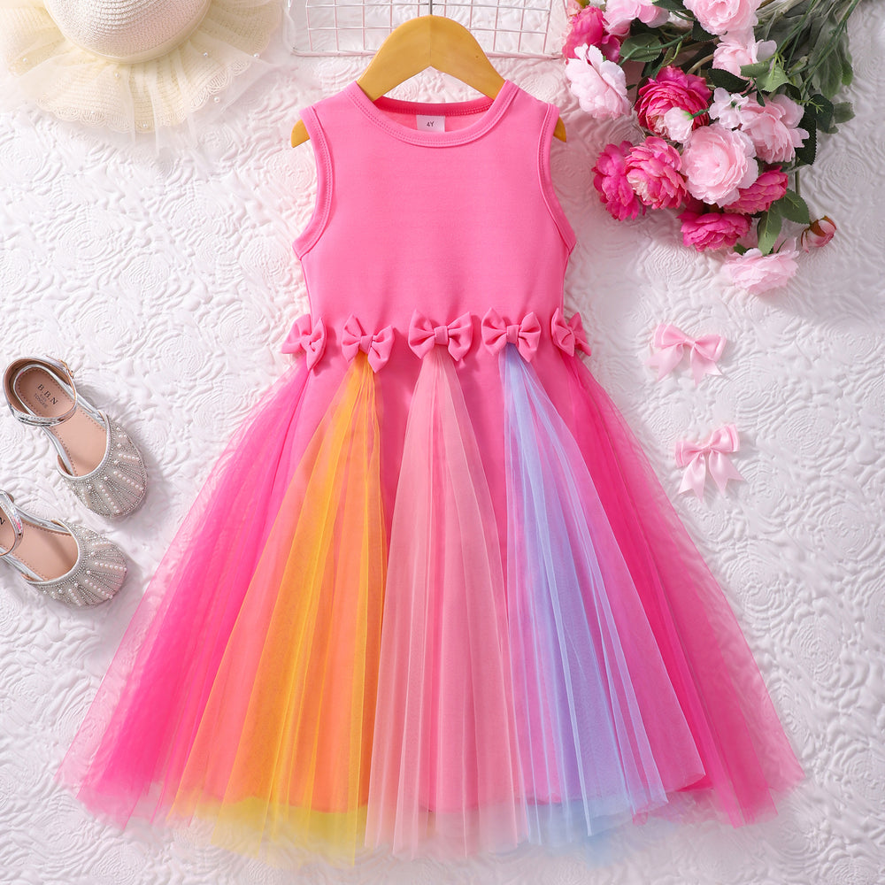 Girls' (toddler & little kid) dress, bowknot mesh sleeveless dress