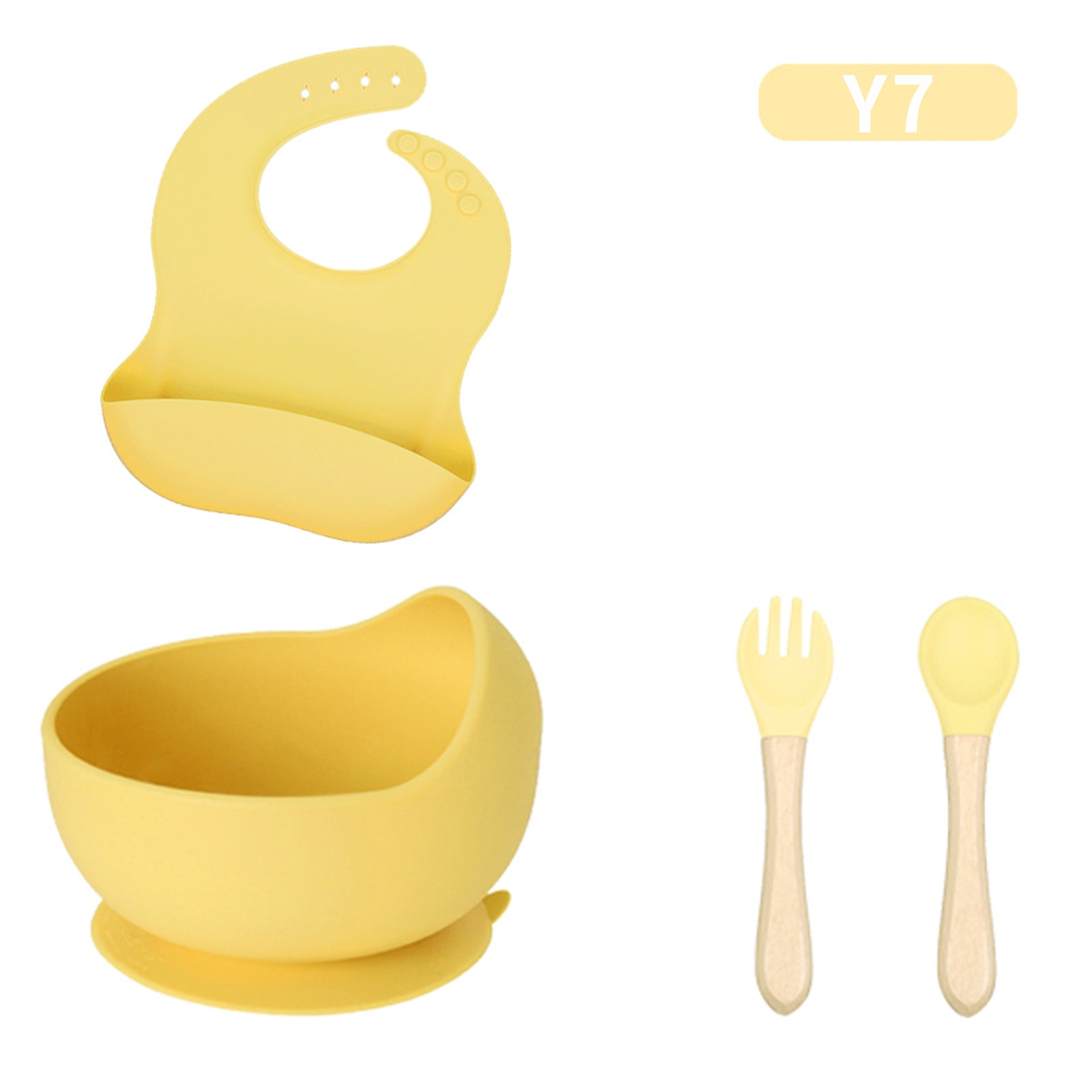Children's tableware feeding set Baby silicone bowl Fork spoon Baby food supplement bowl Plate Food grade silicone plate