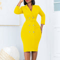 D438  independent station new elegantwork clothingol suit collar pure color double breasted large size african dress