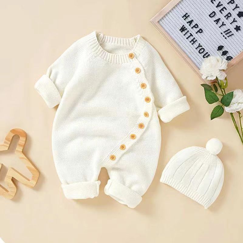 Baby knitting onesie fall and winternewborn baby boy and girl sweater cute heattech romper 016