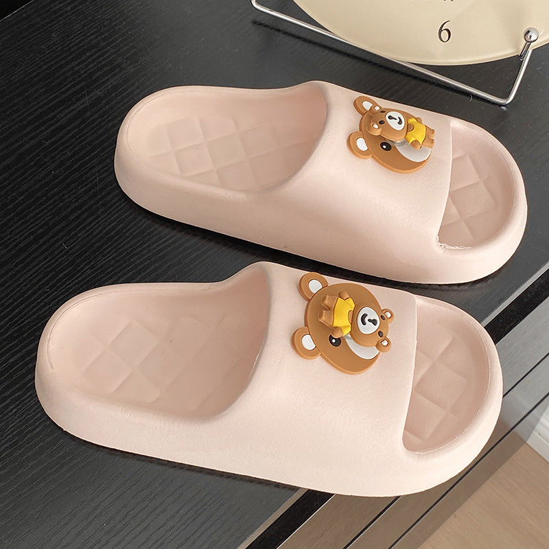Rotate bear slippers women's eva thick solesummeroutwearcute indoor home bathroom non-slip deodorizing filter one-piece sandals