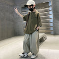 Boys' summer short-sleeve outfit: new  styles for mid-to-large children. summer boys' sporty, edgy, stylish, and trendy cool