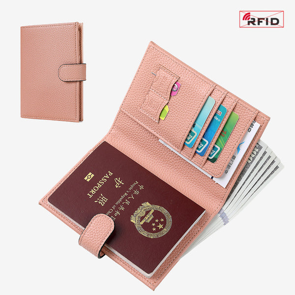 Cross-border RFID anti-theft brush passport bag PU leather case, simple and fashionable multi-functional document bag, overseas travel passport holder
