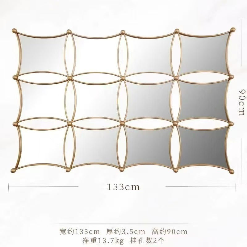 European style living room decor mirror - luxury wall-mounted mirror - entryway wall decoration - creative wall hanging for restaurant background