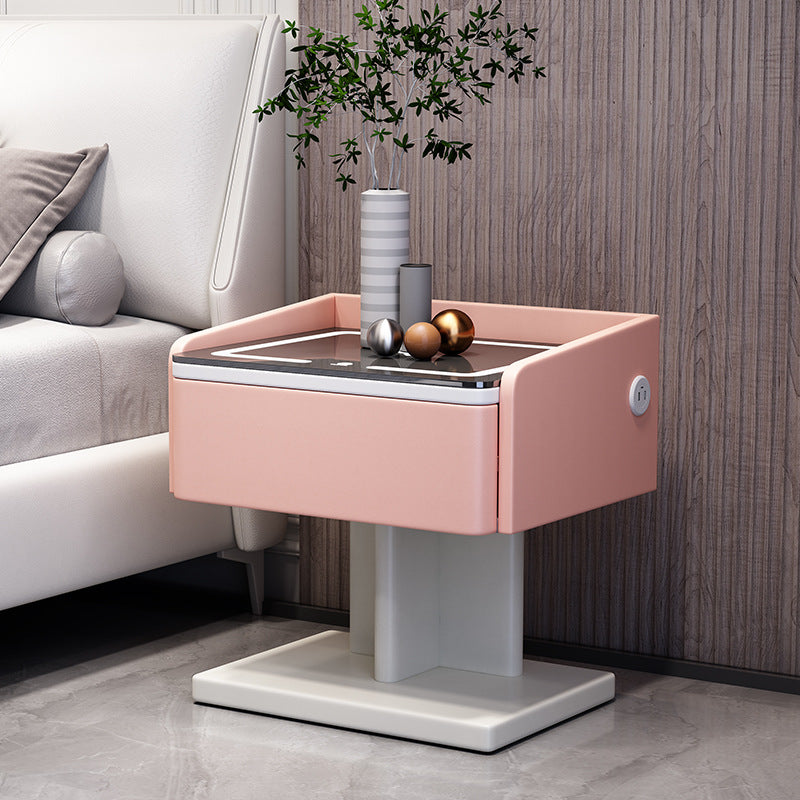 Smart bedside table: minimalist modern, light luxury, fingerprint unlock, multifunctional, rechargeable, drill-free, unique & creative
