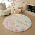 Silk wool carpet round scandinavian bedroom bedside carpet living room study bay window thickenedpure color tie-dye long hair floor mat