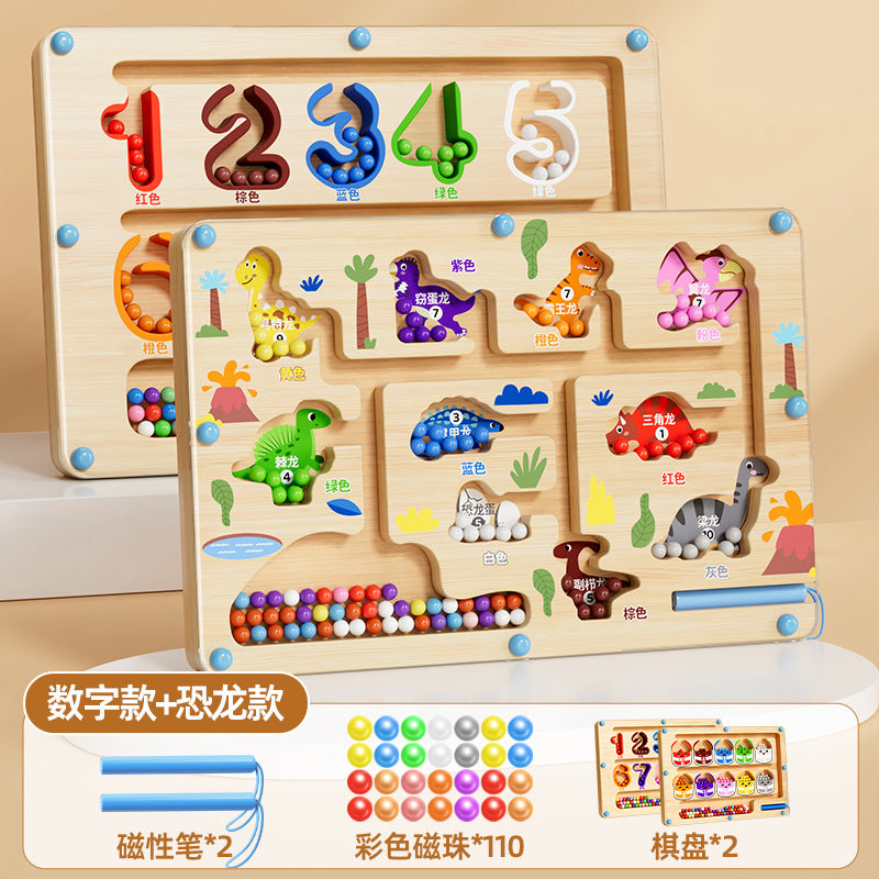 Children's magnetic maze toy set - focus training, pen control, logic thinking, and color recognition educational toy