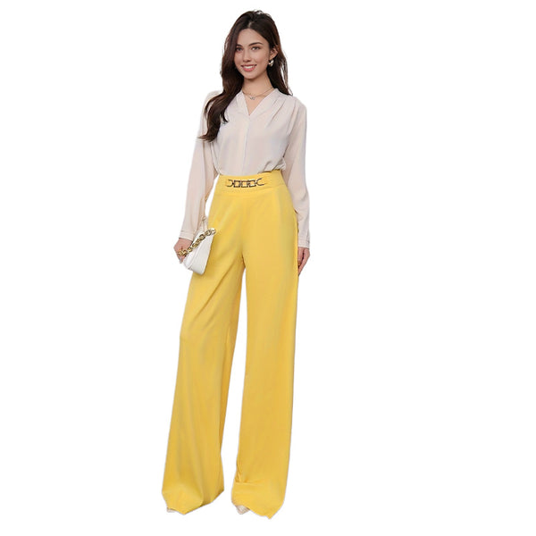 European and American  women's clothing new  explosion solid color drape fashion wide-leg pants dress pants suit pants pants women