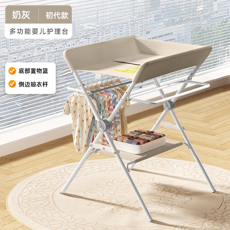 Changing table, baby care station, massage & bathing combo - foldable, portable, multifunctional newborn baby bed with changing and touching surface