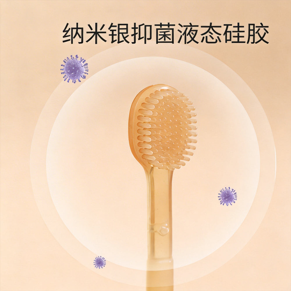 Baby toothbrush for infants and toddlers (0-1.5 years) - silicone tongue scraper & oral cleaning brush