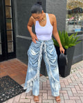 European and american style high-waisted jeans - new women's fashion on : trendy, unique, pleated, distressed, straight-leg jeans