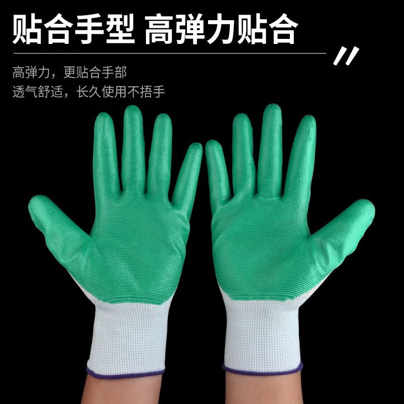 Protective gloves, labor protection, work, abrasion resistant, non-slip, white gauze, cotton yarn, nitrile rubber, labor, car repair, worker, carpentry, grafting