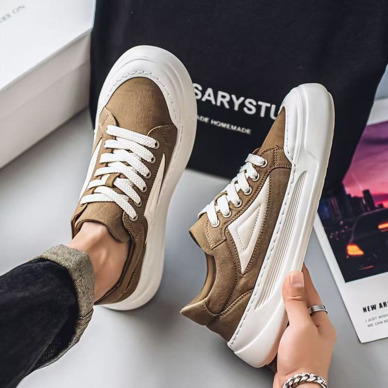 Men's breathable canvas shoes 2025 winter new low-top athletic casual shoes men's soft sole versatile thick sole sneakers