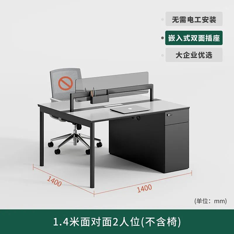 Office desk set for 2, 4, or 6 employees - modern minimalist workstation with chairs, ideal for office spaces and workstations