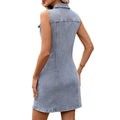 European and american cross-border foreign trade  independent station washed elastic waist heavy industry diamond lapel silm denim skirt