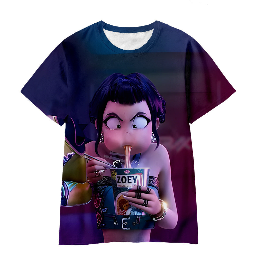 Witcher boy group 3d digital printing cross-border overseas casual loosefashion t-shirt k-pop girls t-shirt