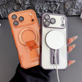 New electroplated invisible magnetic corner stand case for iphone 17 pro max, compatible with iphone 16, drop-proof