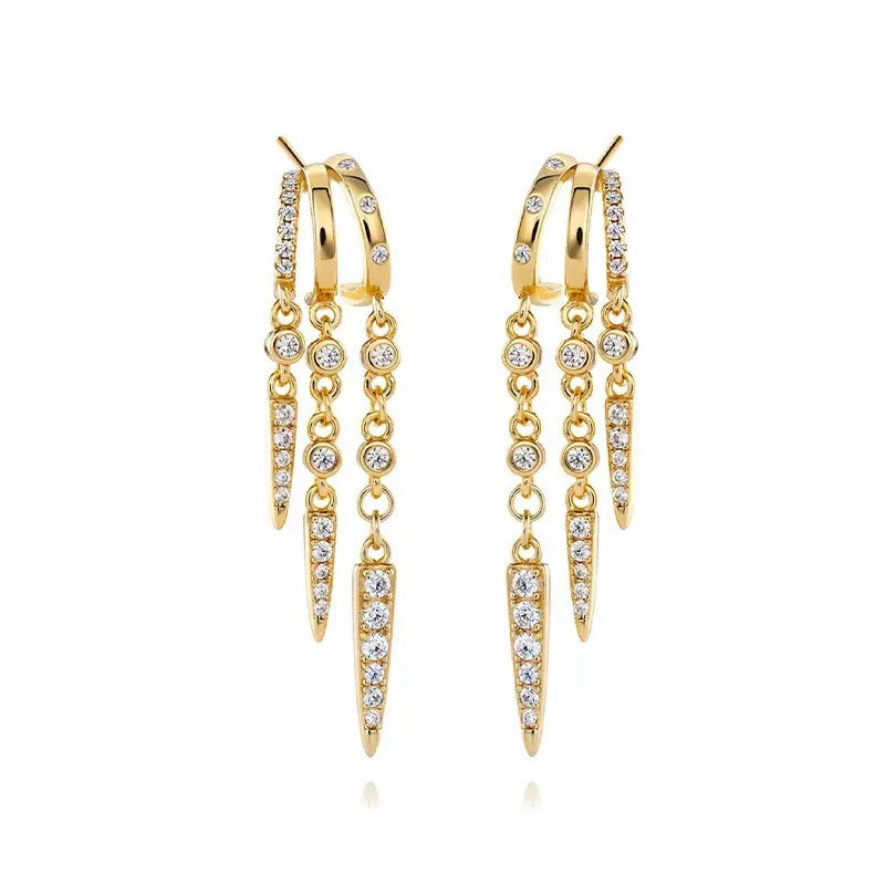 Moissanite earrings for women, tassel long style, full diamond water drop, stylish trend, sweet and cool style earrings manufacturer