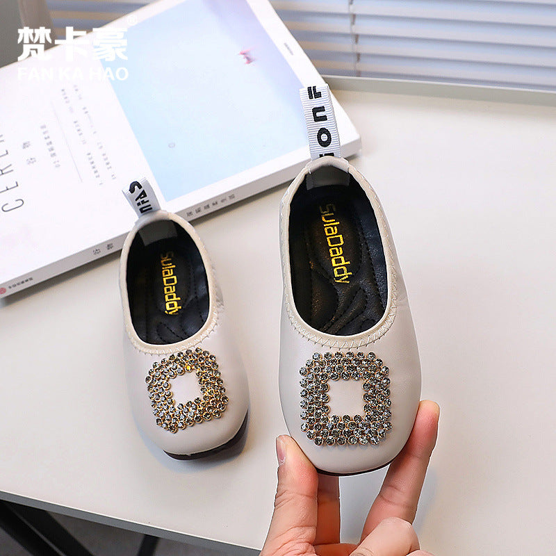 Girls' rhinestone-embellished mary janes -  spring/autumn new korean style - slip-on princess shoes for dance and everyday wear