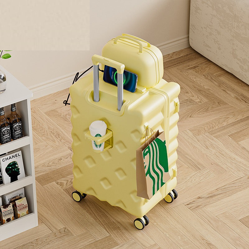 Large-capacity suitcase female 2024 new suitcase 20-inch boarding rod password leather case universal wheel parent-child