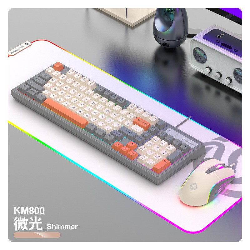 Viper km800 mechanical feel gaming keyboard and mouse wired illuminated set - 98 keys - office/home usb