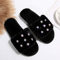 amazon ins one-word cotton slippers winter home plush slippers women's indoor and outdoor rose flower furry slippers