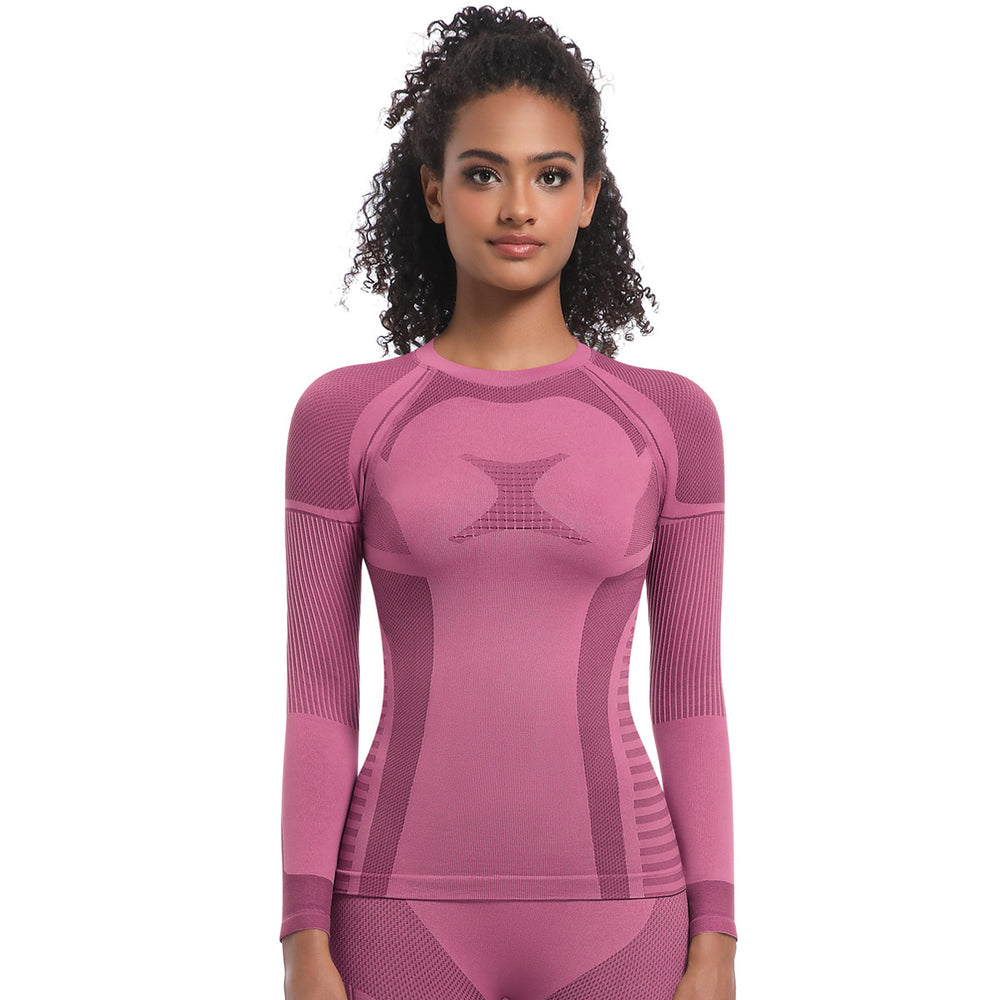 new arrival seamless knittinglong tight high elastic ski suit long sleeves sports running fitness yoga suit tops