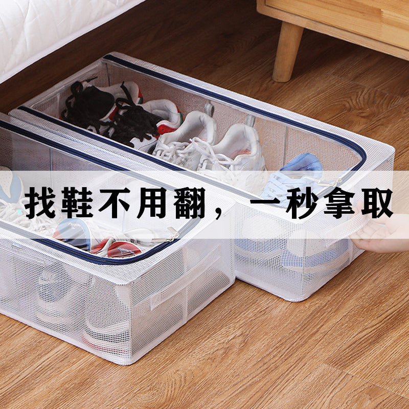 Bed sole transparent shoe box storage multi-functional dustproof transparent shoe cabinet household space saving foldable removable shoe rack