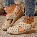 Exportfashionplus sizesummernew arrivalcasualcut outvelcro strap wedge heel fish mouth sewing toe cap sandals