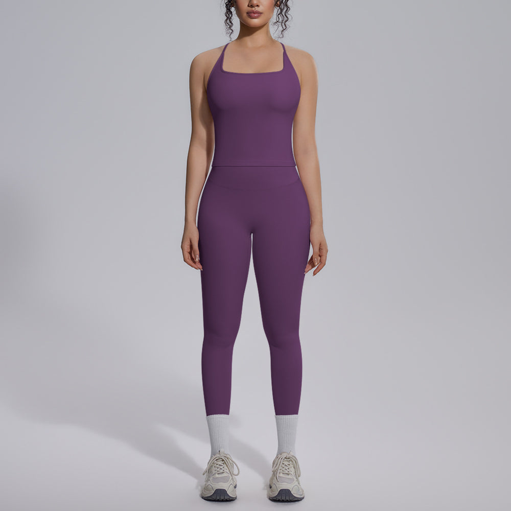 new arrival nude tight-fitting yoga clothes high waist hip lift quick-drying sports beautiful back outdoor running fitness clothes suit
