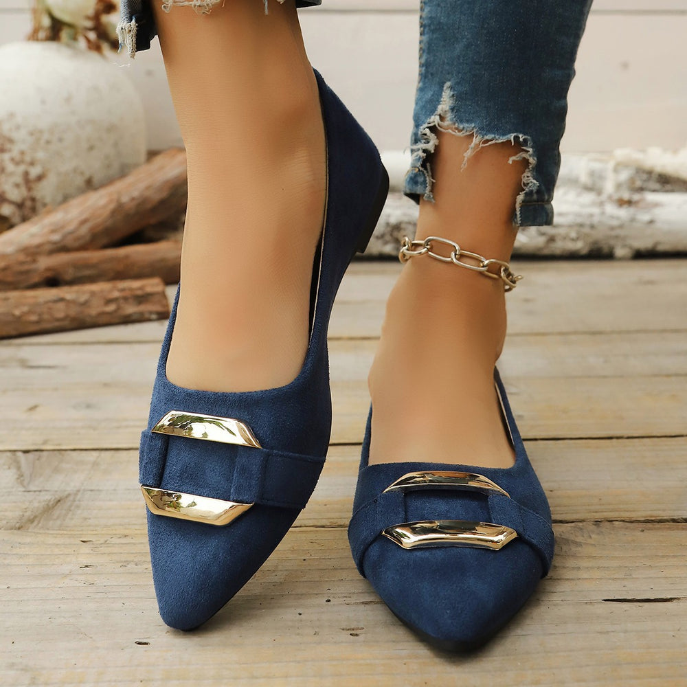 plus size square buckle flats shoes flats women's flats soft bottom metal plaid work shoes work flats women's shoes