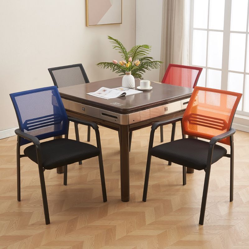 Durable, comfortable, and breathable office chairs – set of four. also suitable as stackable mahjong chairs for mahjong parlors and game rooms, or conference chairs