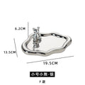 Ins electroplated silver tray popular same style photo props jewelry storage display tray cartoon bear creative ornaments