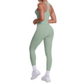 Naked-feel, form-fitting yoga set featuring a racerback design, high-waisted leggings with butt-lifting effect, and pockets. perfect for outdoor activities, casual wear, running, and gym workouts