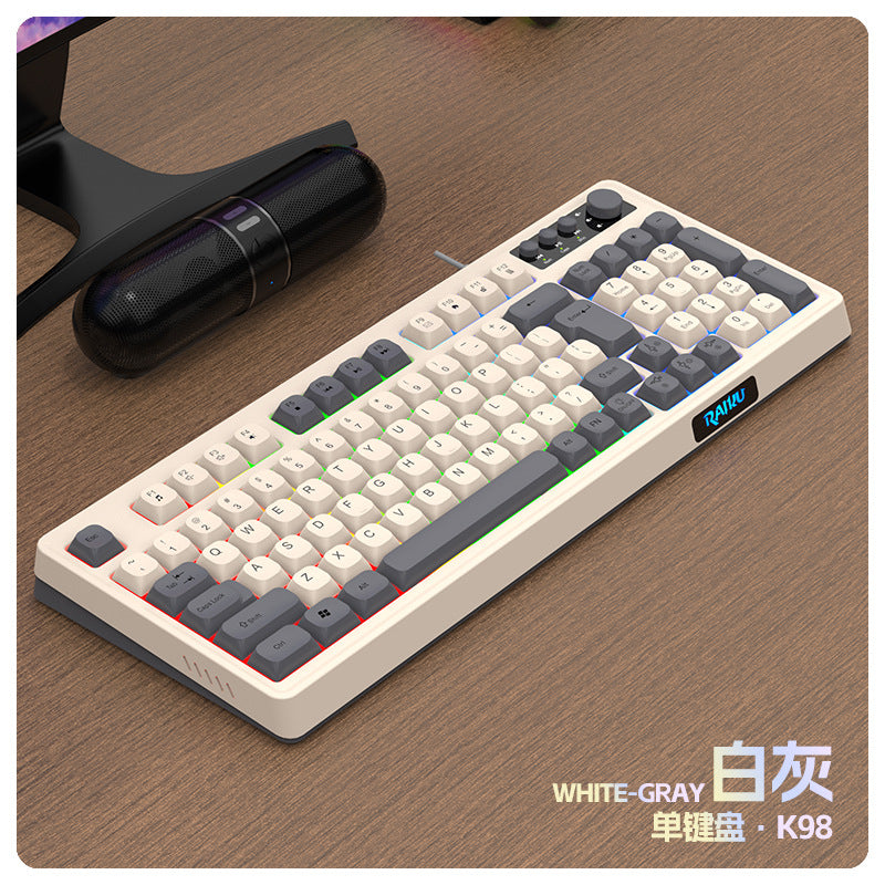 Leikui t98 wired membrane knob keyboard three color matching luminous mechanical feel desktop computer office game set