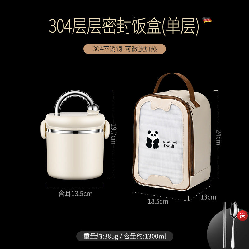 304 stainless steel thermal insulation lifting pot, portable thermal insulation bucket, portable for office workers, can be heated in microwave oven, multi-layer lunch box
