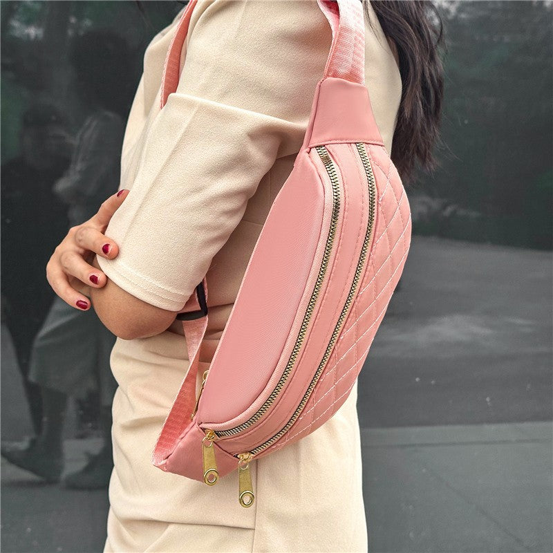 Foreign trade new diamond fashion breast bag outdoor sports versatile mobile phone fanny pack large capacity casual shoulder messenger bag