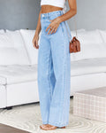 women's jeans:   hot-selling european and american style elegant commute wide-leg jeans, washed stretch denim