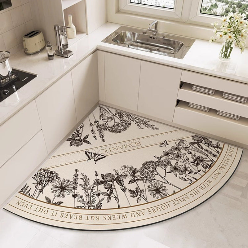 Heart-shaped kitchen mat, diatomaceous earth, non-slip, oil-resistant, wipeable, no-clean, absorbent, household, stain-resistant, floor mat, specialized carpet