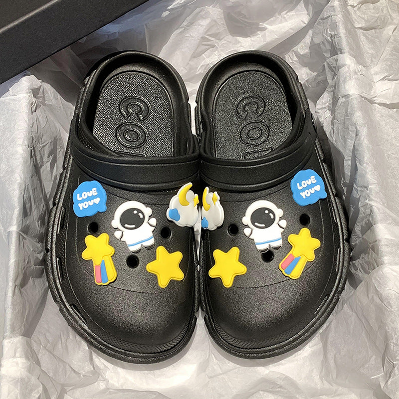2024 new clogs: chunky platform, height increasing, non-slip, durable, beach-ready, cute cartoon, breathable, closed-toe sandals & slippers for women - summer collection
