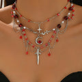 Gothic necklace wholesale: european and american retro multi-layer tassel light luxury niche high-end irregular moon pendant necklace for women