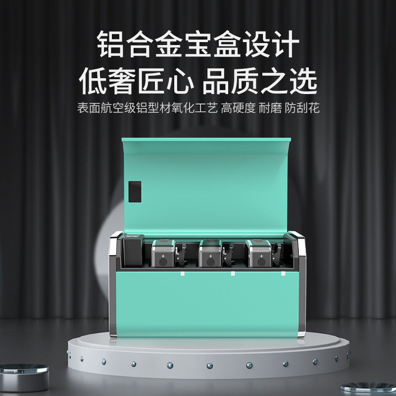 Defeilong D60/D608 wireless collar clip microphone special charging compartment storage box metal aluminum shell flash charging