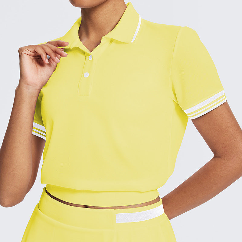Loose-fit tennis top slimming polo shirt golf badminton breathable yoga fitness wear women's tennis