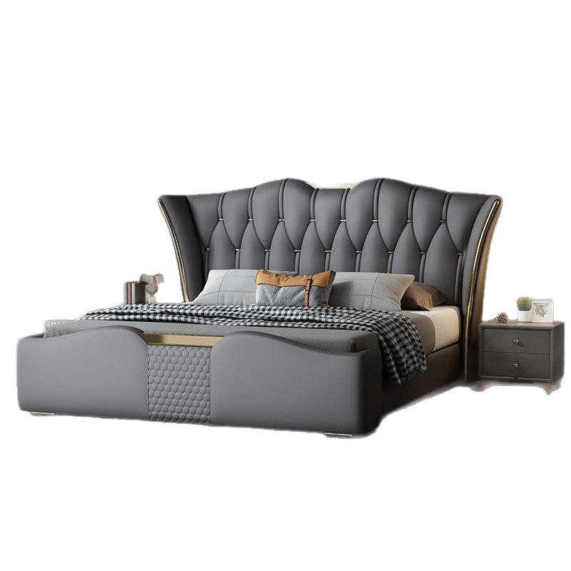 Genuine leather bed italianaccessible luxury master bedroom 1.8m double bed 1.5mcasual 2m leather soft-packed storage bed