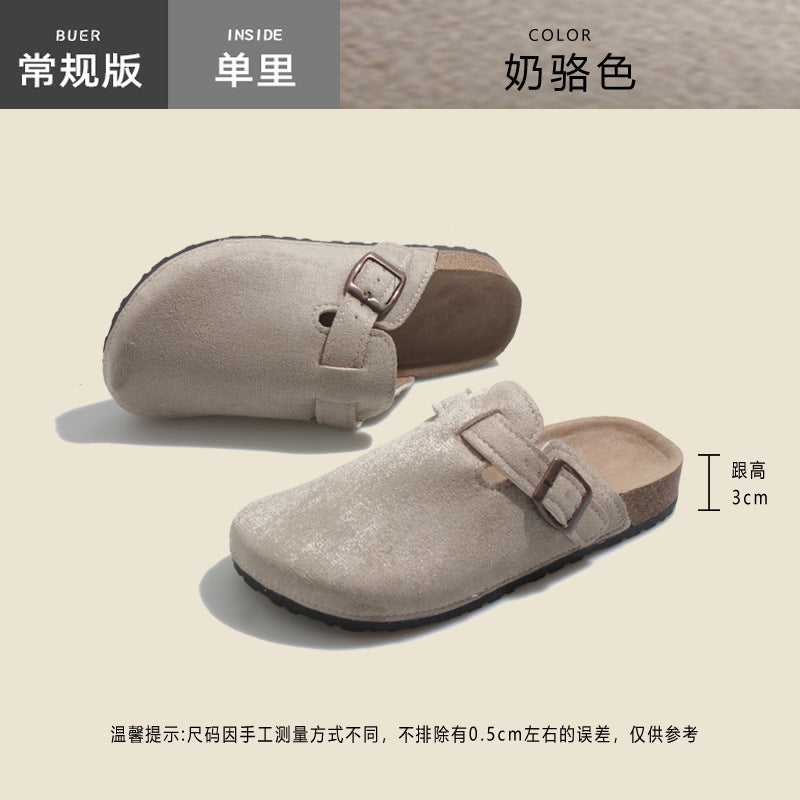 birkenstock slippers toe-cap half-slippers 2024 new spring and summer women's shoes one-leg retro water pine outwearfashion