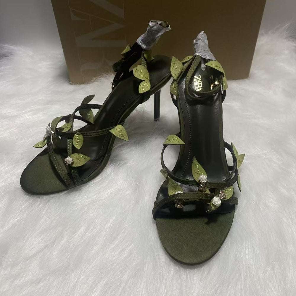 2025 summer new arrivals: fashionable and versatile butterfly-themed sexy stiletto heel sandals with ankle strap for women