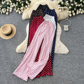 K-stylehigh waist polka dot lazy feeling strappystraight-leg pants for women  spring summer lazy styleslimming lookelegantcasual pants